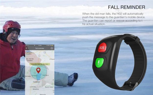Фитнес браслет для пожилых людей Smart Band S1 с GPS-трекером, кнопкой SOS и Тонометром Черный
