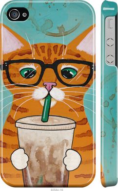 Чехол на iPhone 4s Зеленоглазый кот в очках "4054c-12-7105"