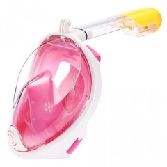 Полнолицевая панорамная маска для плавания Free Breath (S/M) Розовая с креплением для камеры