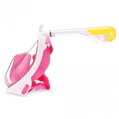 Полнолицевая панорамная маска для плавания Free Breath (L/XL) Розовая с креплением для камеры