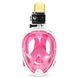 Полнолицевая панорамная маска для плавания Free Breath (L/XL) Розовая с креплением для камеры