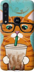 Чехол на Motorola One Macro Зеленоглазый кот в очках "4054u-1812-7105"
