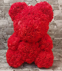 Мишка из роз Красный с сердцем UTM 40 см