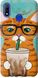 Чехол на Realme 3 Зеленоглазый кот в очках "4054u-1869-7105"