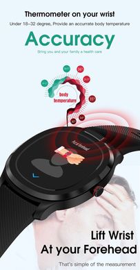 Фитнес браслет Smart Band T01 с измерением температуры тела + Тонометр + ЭКГ Черно-красный