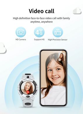 Детские часы-телефон Smart Baby Watch i10 с 4G, GPS, WiFi, кнопкой SOS, камерой, измерением пульса и кислорода в крови Белый
