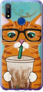 Чехол на Realme X Lite Зеленоглазый кот в очках "4054u-2030-7105"