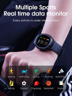 Фитнес браслет Smart Band T01 с измерением температуры тела + Тонометр + ЭКГ Черно-серый