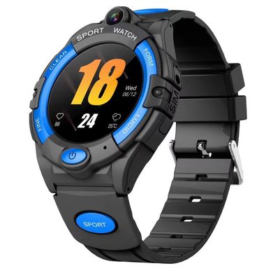 Умные часы-телефон Smart Watch i10 с 4G, GPS, WiFi, видео камерой, измерением кислорода в крови, пульсометром, тонометром и датчиком падения Черно-синий