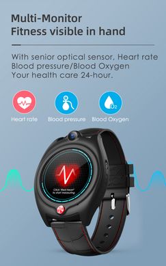 Умные часы-телефон с 4G и GPS для пожилых людей Smart Watch I9L с видео камерой, измерением давления, пульса, кислорода в крови и датчиком падения Черные