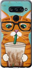 Чехол на LG V40 ThinQ Зеленоглазый кот в очках "4054u-1577-7105"