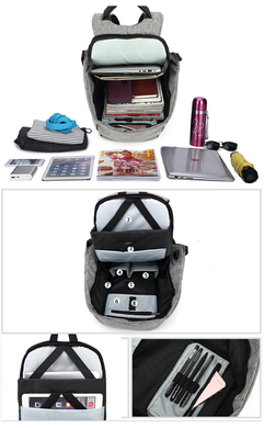 Рюкзак Antivor ver.1.0 c защитой от карманников и с USB зарядным устройством Серый
