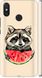 Чехол на Xiaomi Mi Max 3 Енотик с арбузом "4605c-1534-7105"