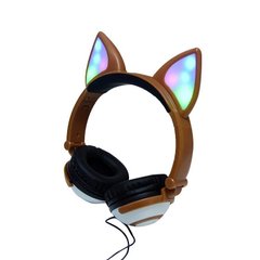 Навушники LINX Bear Ear Headphone навушники з вушками Лисички LED Коричневий