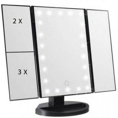 Зеркало с подсветкой 22 LED SuperStar mirror с боковыми зеркалам Black